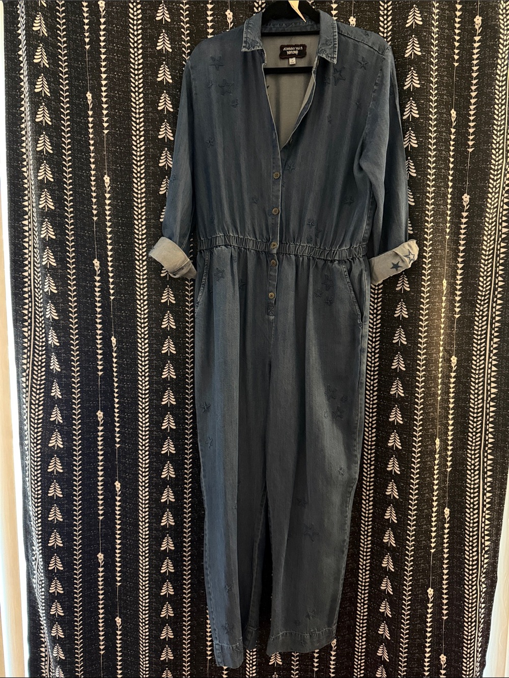 Johnny Was Indigo Button-Front Denim Overalls- Size M